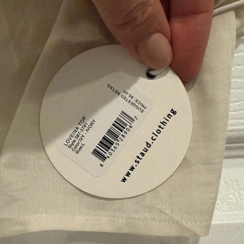 BNWT STAUD Loveina SheerTank Top in Ivory Size Large - Picture 4 of 5